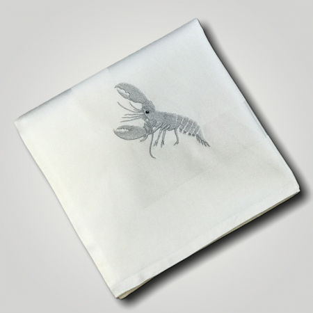 Damast - Serviette 50 x 50 cm - Hummer Silber